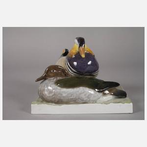 Volkstedt Mandarin-Entenpaar mit DKWV-Plakette