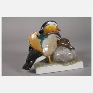 Volkstedt Mandarin-Entenpaar mit DKWV-Plakette