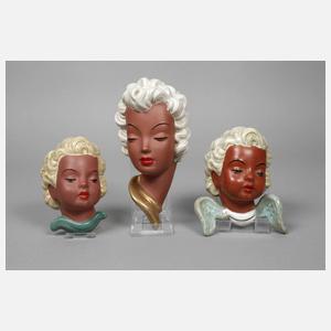 Goldscheider/Carstens drei Wandmasken