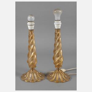 Murano Paar Lampenfüße "Cordonato Oro"
