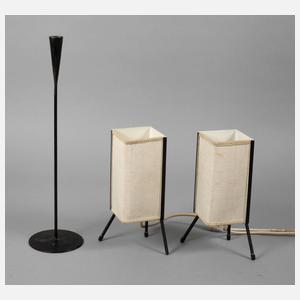 Paar Tischlampen und Leuchter