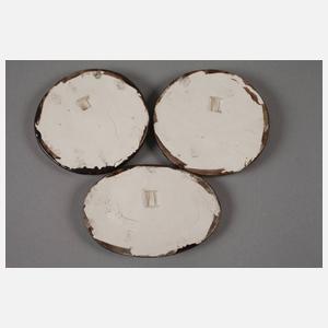 Heinz Werner drei kleine Reliefplatten Jagdhornbläser