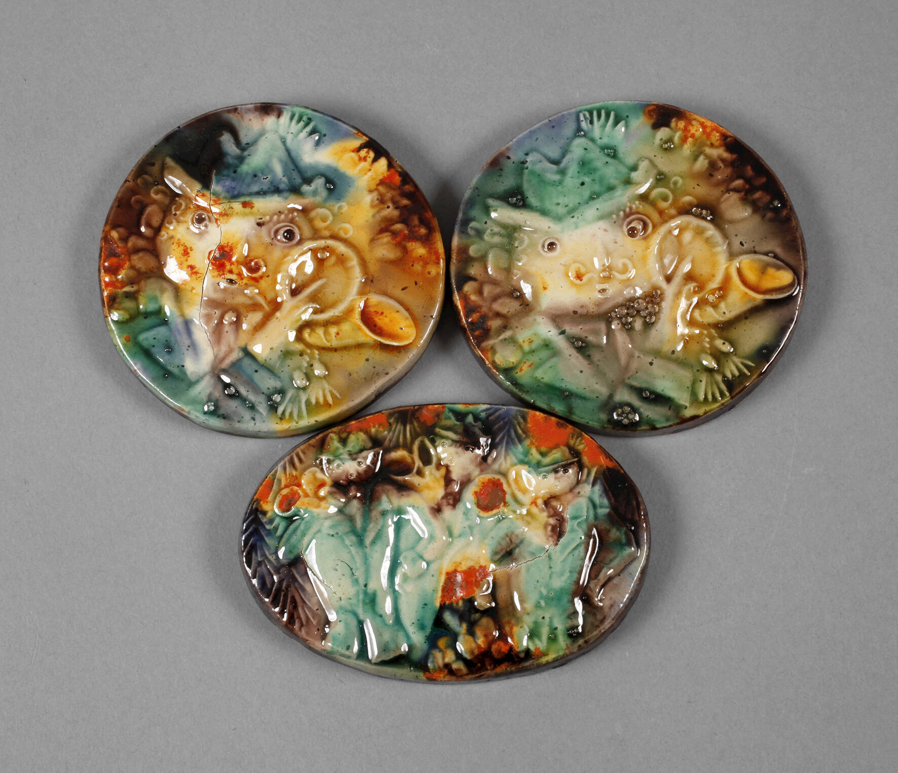 Heinz Werner drei kleine Reliefplatten Jagdhornbläser