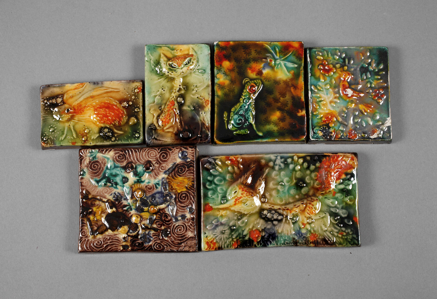 Heinz Werner sechs kleine Reliefplatten Tierdarstellungen