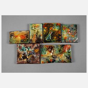 Heinz Werner sechs kleine Reliefplatten Tierdarstellungen