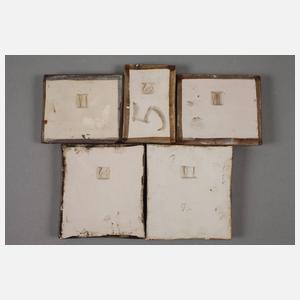 Heinz Werner fünf kleine Reliefplatten Tierdarstellungen