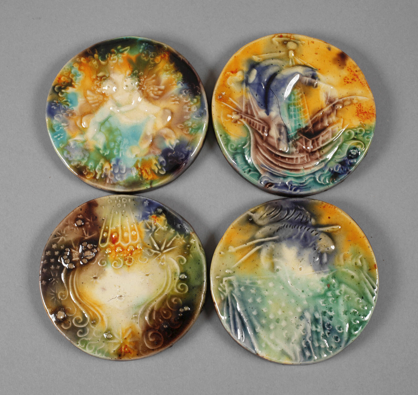 Heinz Werner vier kleine Reliefplatten