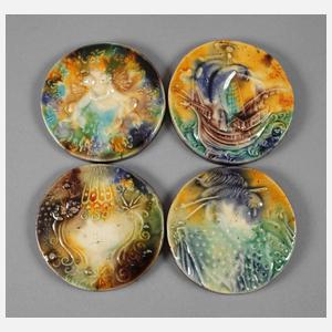 Heinz Werner vier kleine Reliefplatten