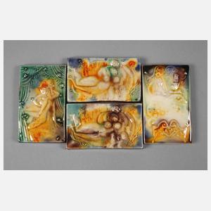 Heinz Werner vier kleine Reliefplatten Erotika