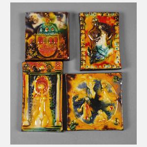 Heinz Werner vier kleine Reliefplatten Erotika