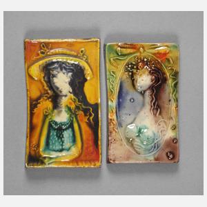 Heinz Werner zwei kleine Reliefplatten Mädchen