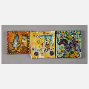 Heinz Werner drei kleine Reliefplatten