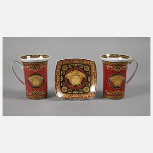 Rosenthal drei Teile "Versace Medusa red"