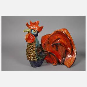 Künstlerkeramik Hahn und Henne