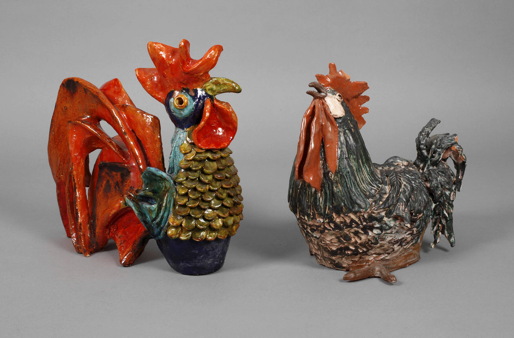 Künstlerkeramik Hahn und Henne