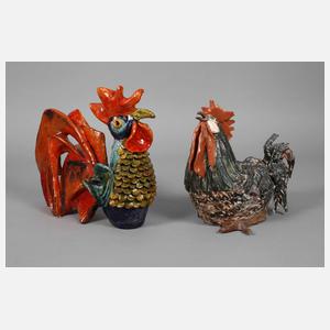 Künstlerkeramik Hahn und Henne