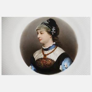 Fraureuth Zierteller mit Frauenportrait