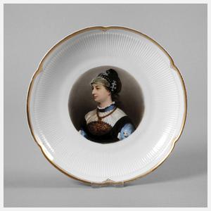 Fraureuth Zierteller mit Frauenportrait