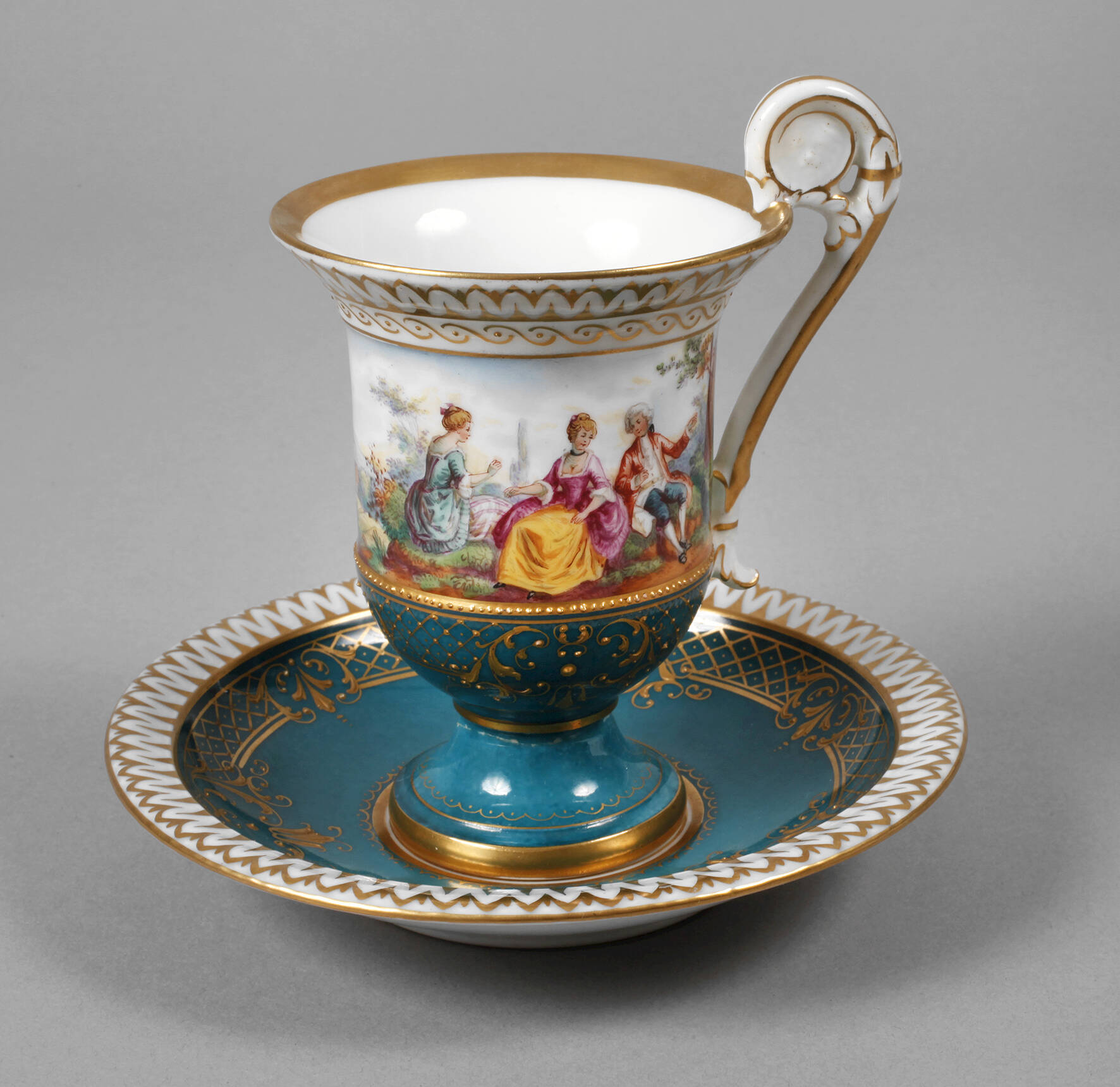 Fürstenberg Sammeltasse mit Watteaumalerei