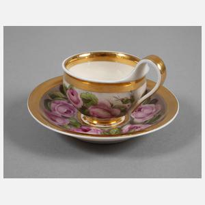 Biedermeiertasse mit Rosenkranzmotiv