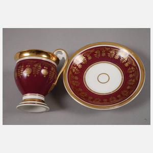 Kaffeeservice mit Purpurfond und Goldmalerei