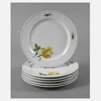 Meissen sechs Kuchenteller "Gelbe Rose"111