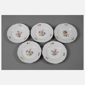 Meissen fünf Beilagenteller "Blume 1"