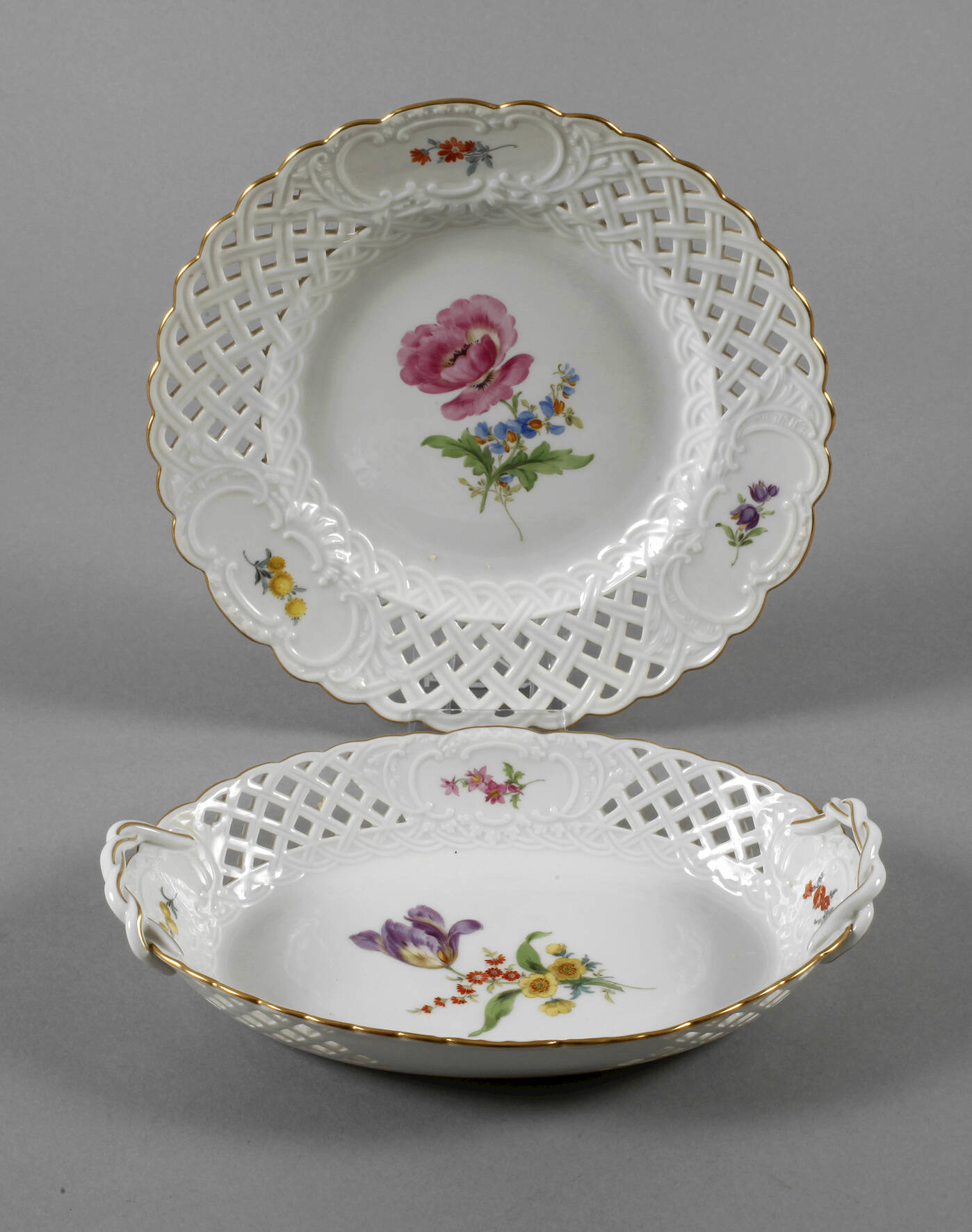 Meissen Durchbruchschale und Durchbruchteller