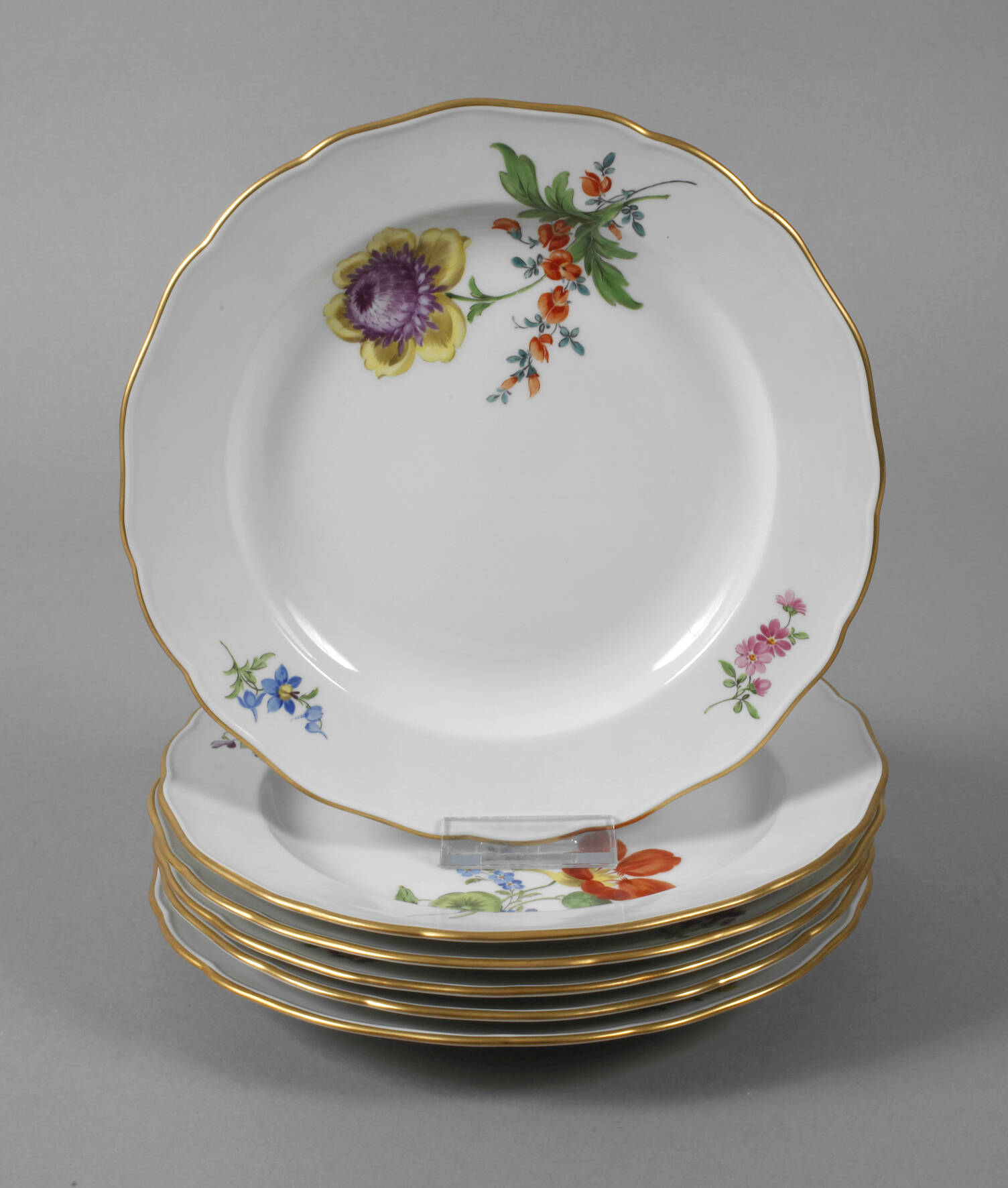 Meissen sechs Speiseteller "Blume 2 schräg"