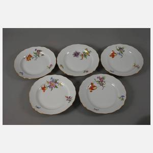 Meissen Konvolut Geschirrteile mit Blumenmalerei