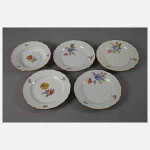 Meissen Konvolut Geschirrteile mit Blumenmalerei