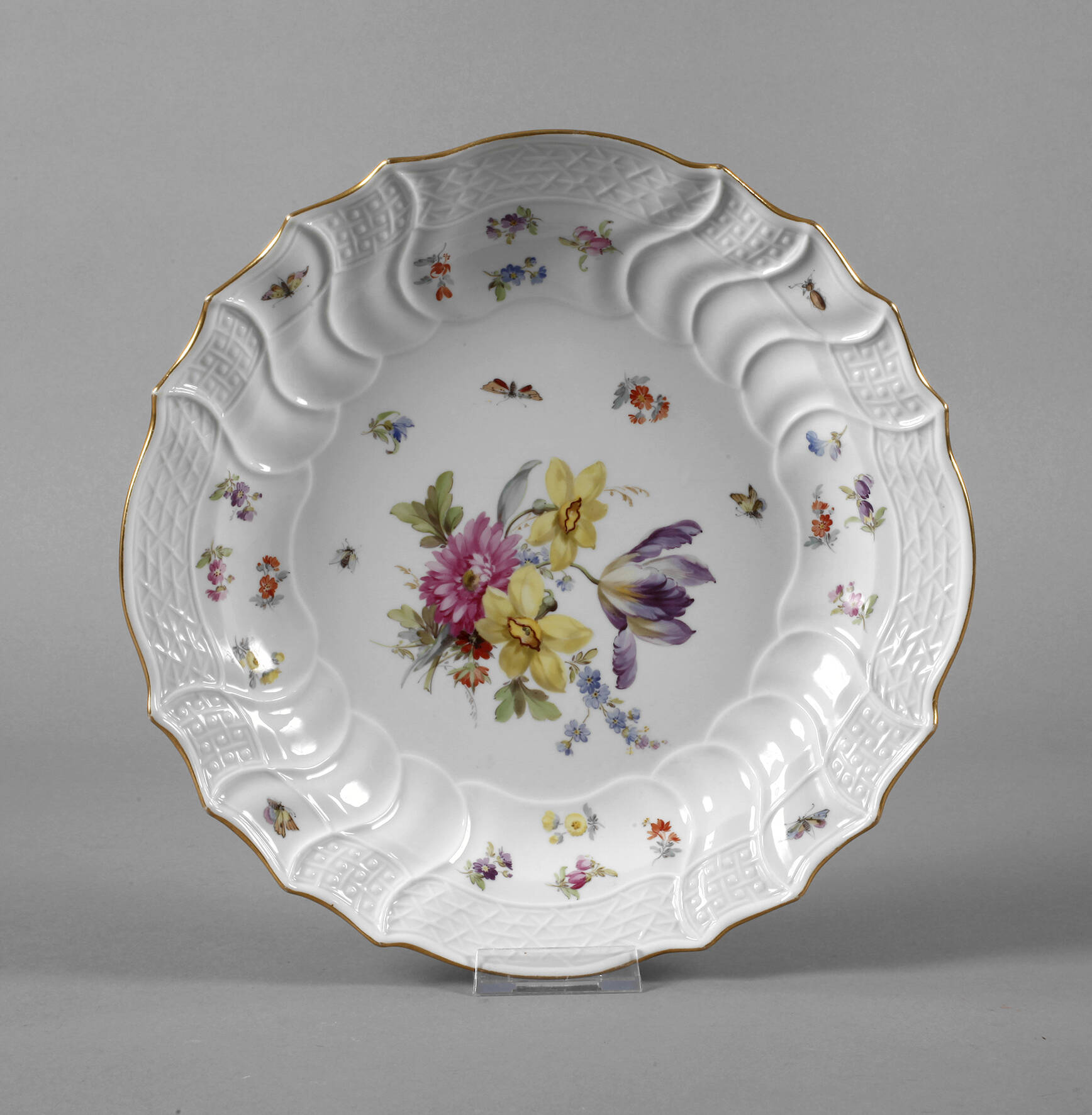 Meissen runde Schale "Blumen und Insekten"