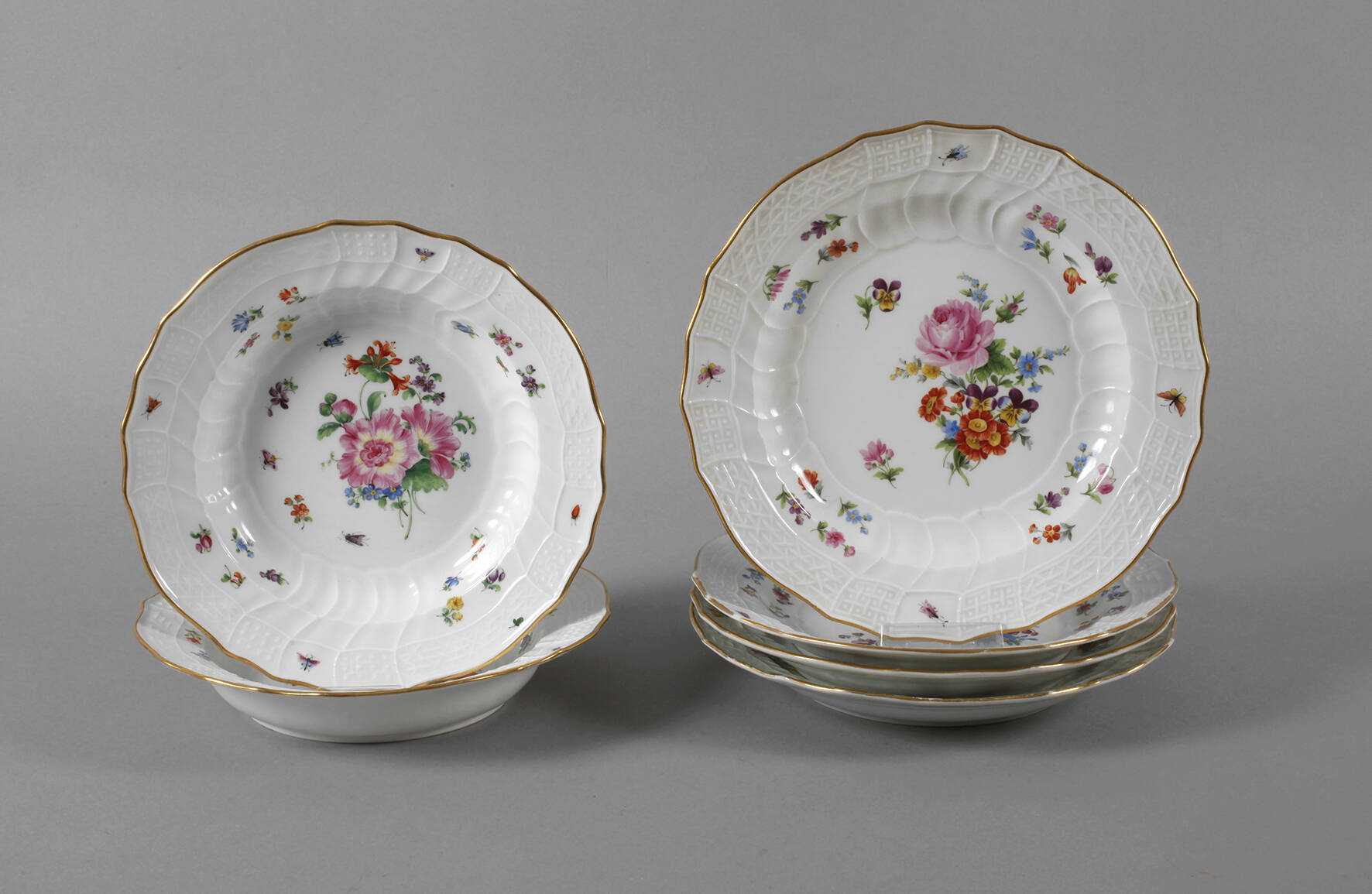 Meissen Konvolut Teller "Blumen und Insekten"