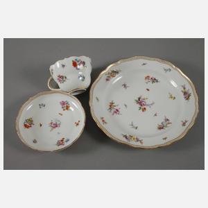 Meissen Gedeck "Gestreute Bukettchen mit Insekten"