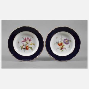 Meissen zwei Suppenteller "Blumen und Insekten"