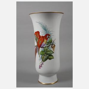 Meissen große Vase mit Papageimotiv