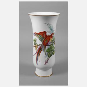 Meissen große Vase mit Papageimotiv