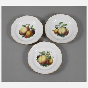 Meissen drei Dessertteller "Fruchtmalerei"