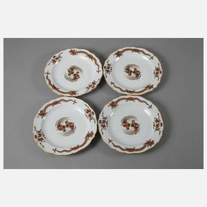Meissen vier Kuchenteller "Reicher Drache, braun"