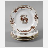 Meissen vier Kuchenteller "Reicher Drache, braun"111