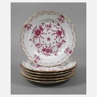 Meissen sechs Speiseteller "Indische Malerei, purpur"111
