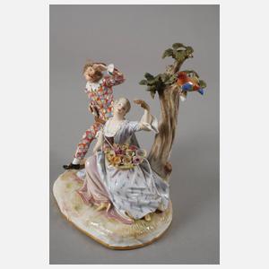 Meissen "Dame mit Harlekin und Papagei"