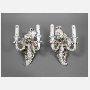 Potschappel Paar Wandleuchter im Rokokostil