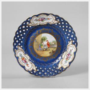 Potschappel Durchbruchteller mit Genreszene