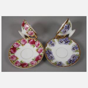 Rosenthal Paar Mokkatassen und eine Konfektdose