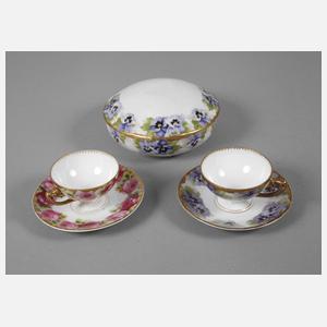 Rosenthal Paar Mokkatassen und eine Konfektdose