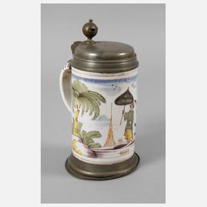 Fayencewalzenkrug mit Chinoiserien