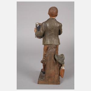 Goldscheider Wien Schuljunge mit Schiefertafel