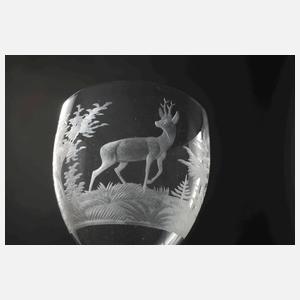 Sieben jagdliche Likörgläser