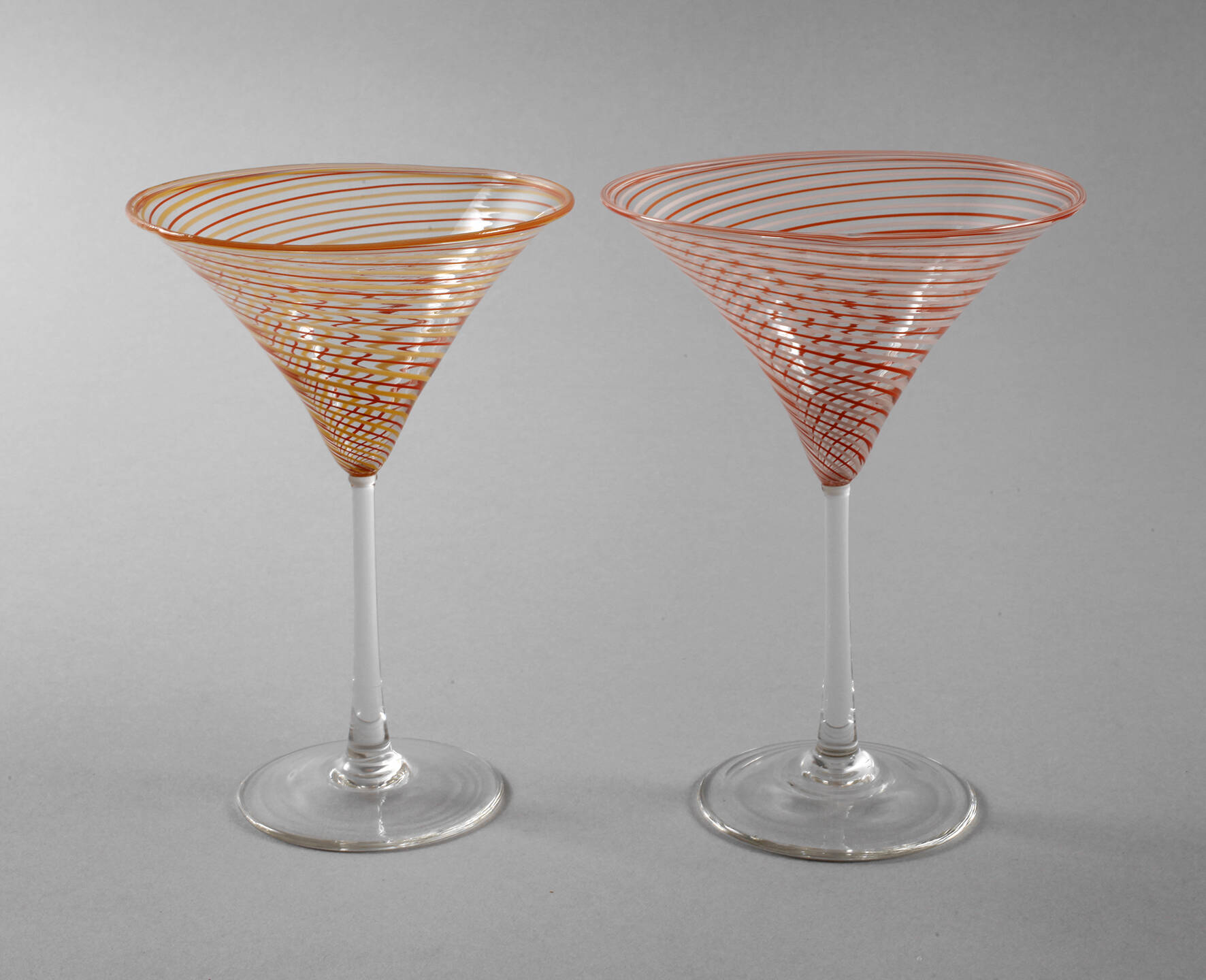 Lauscha Paar Sektschalen Spiraldekor